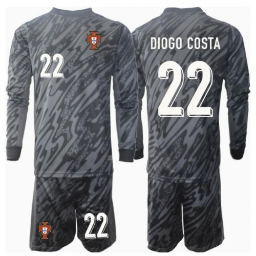 Fotballdrakt Barn Portugal Diogo Costa #22 Keeper Bortedraktsett EM 2024 Langermet (+ Korte bukser)